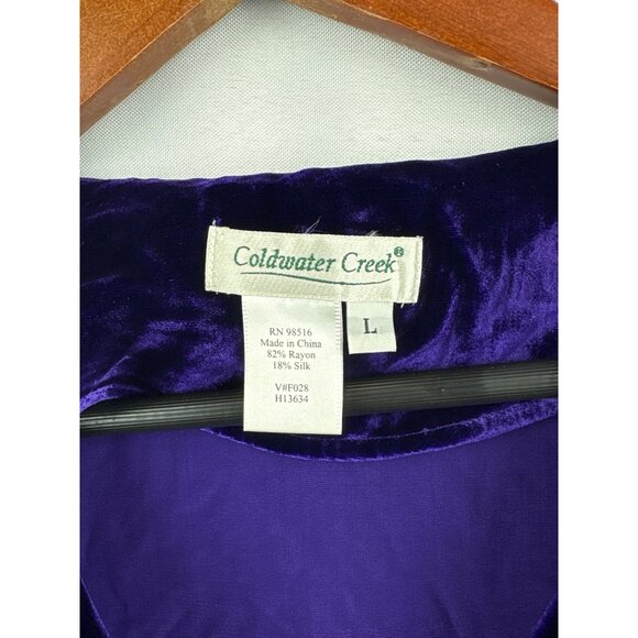 Women’s Coldwater Creek Large Purple Velvet Long Sleeve Jacket - Picture 4 of 4